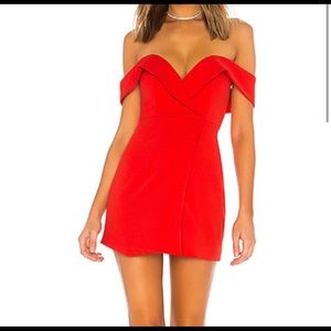 NBD red off the shoulder dress